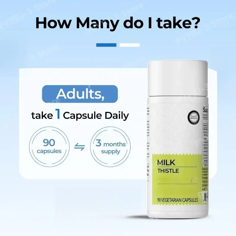 Milk Thistle Extract 300mg Capsules na may Vitamin C Inositol Herbal Supplement 90 Capsules Non-GMO Gluten Free — image 7