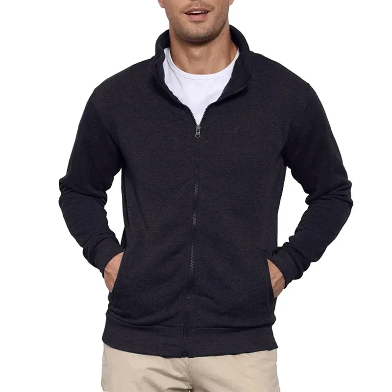 Autumn Men's Sweatshirts Jacket Man Without Hood Zip Coats Outdoor Sport Lightweight Long Sleeve Streetwear Slim Fit Cardigan — image 1