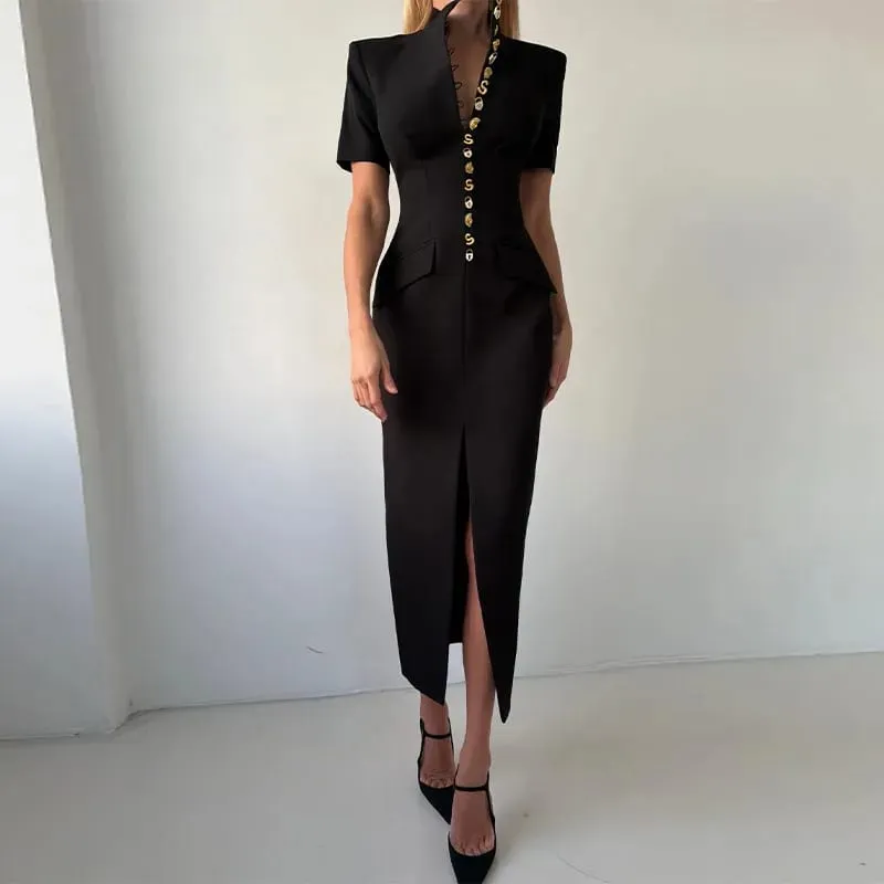 Elegant Women's Floral Print Dresses Single Breasted Slit Maxi Dresses Bodycon Party Evening Formal Gown 2026 New Outfit — image 12