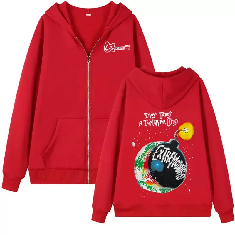 Rock band extremoduro tour 2026 zip up hoodies moda masculina gótico velo sweatshirts casacos de grandes dimensões com capuz com zíper streetwear — image 4