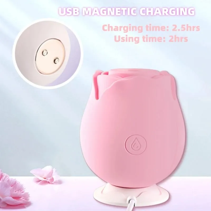 Rose Shaped Vibrator Body-Safe Silicone Sex Toy para sa Babae Waterproof Rechargeable Multi-Speed Vibrations Maingat na Regalo ng Pang-adulto — image 12
