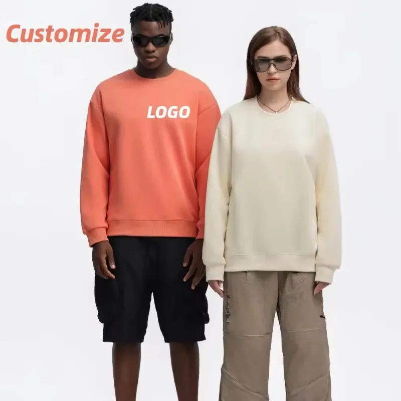 300 grams retro trendy round-neck hoodie stylish and simple casual sportswear shirt custom DTG printed with logo — image 2