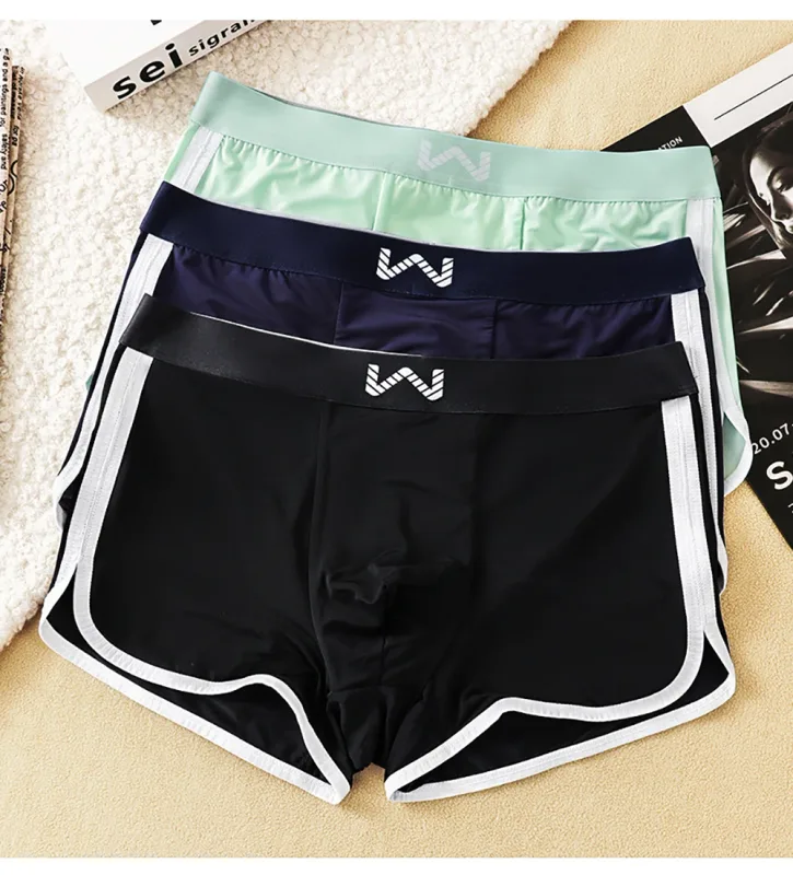 3 unidades/pacote de seda gelo respirável malha antibacteriana cuecas masculinas grande espaço bolsa calcinha alta cintura elástica boxer homme — image 16