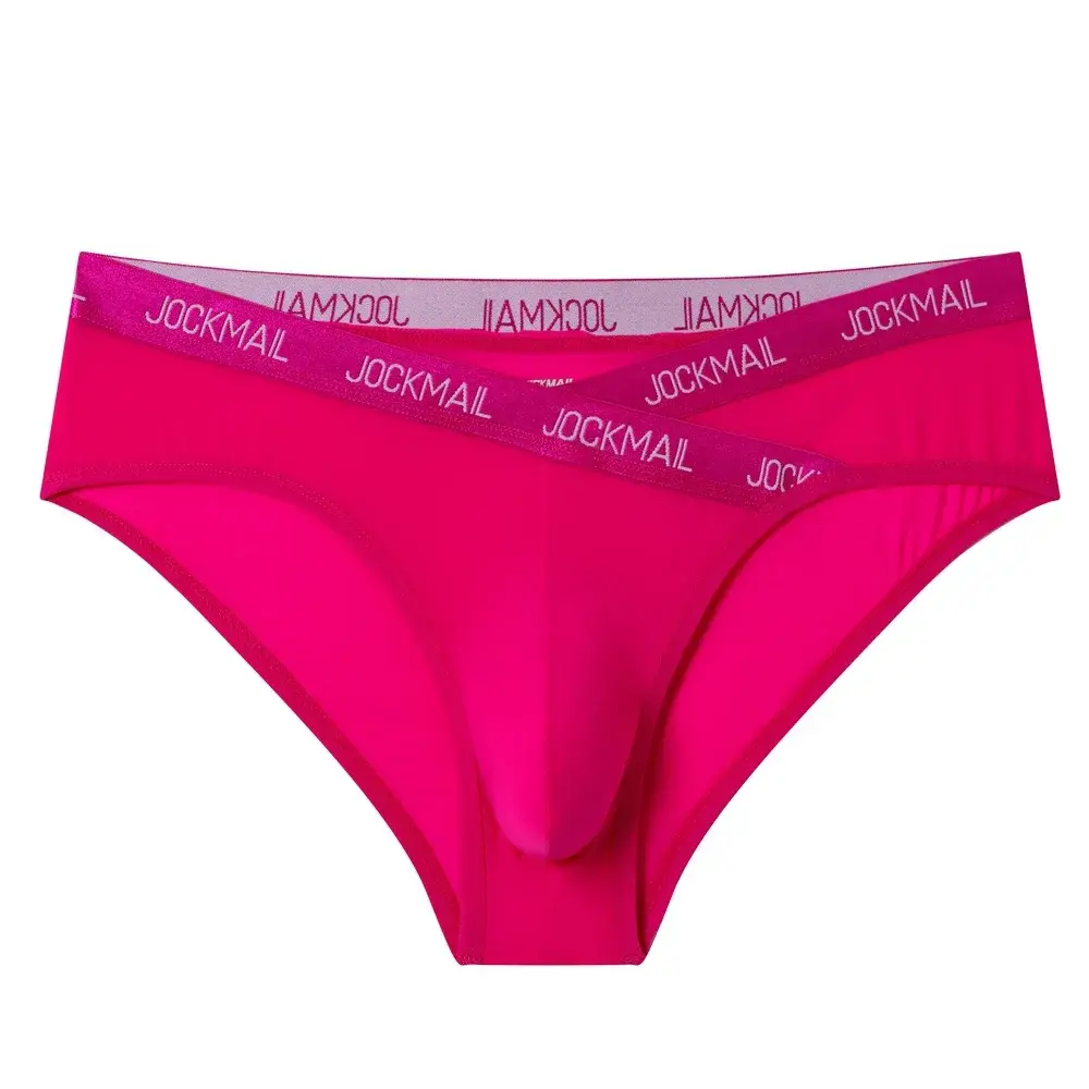 Jockmail Intimo da uomo Vita bassa Lettera sexy Sport traspirante Estate Slip in seta di ghiaccio Borsa grande in nylon Tinta unita Mutandine da uomo — image 39