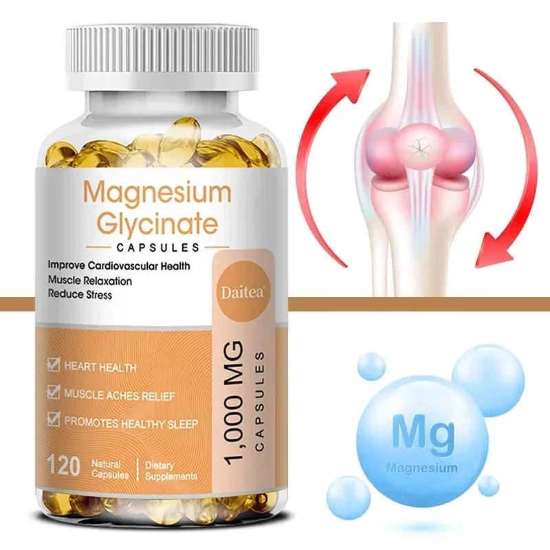 Kapsul Magnesium Glycinate - Membantu dengan Tekanan Otot Tidur Sendi Tulang Kesihatan Imun dan Kardiovaskular
