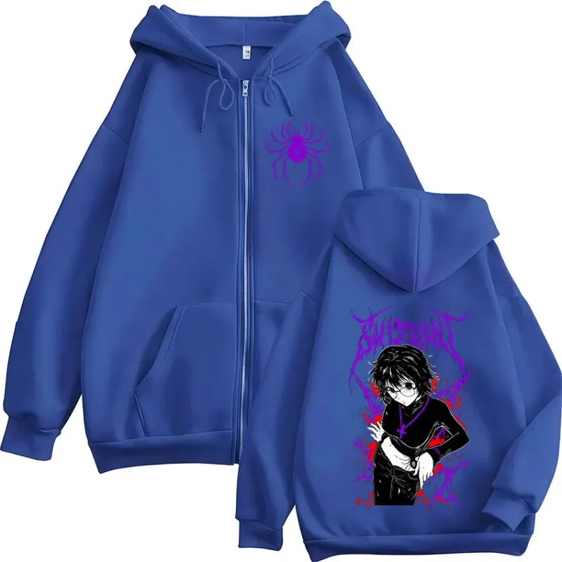 Anime Hunter X Hunter Shizuku Murasaki Zipper Hoodies Men's Women Clothing Oversized Fleece Zip Up Hooded Sweatshirts Streetwear