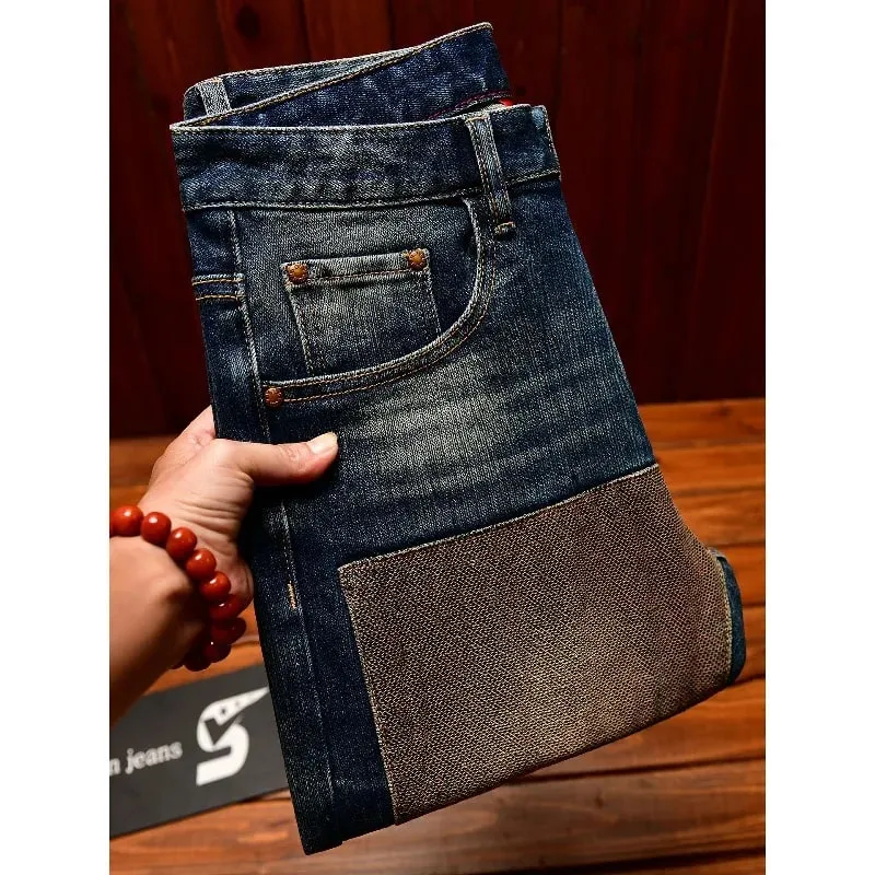 Y2K Street Fashion Designer Men Jeans High Quality Retro Blue Stretch Slim Fit Ripped Jeans Men Brand Vintage Denim Pants — image 6