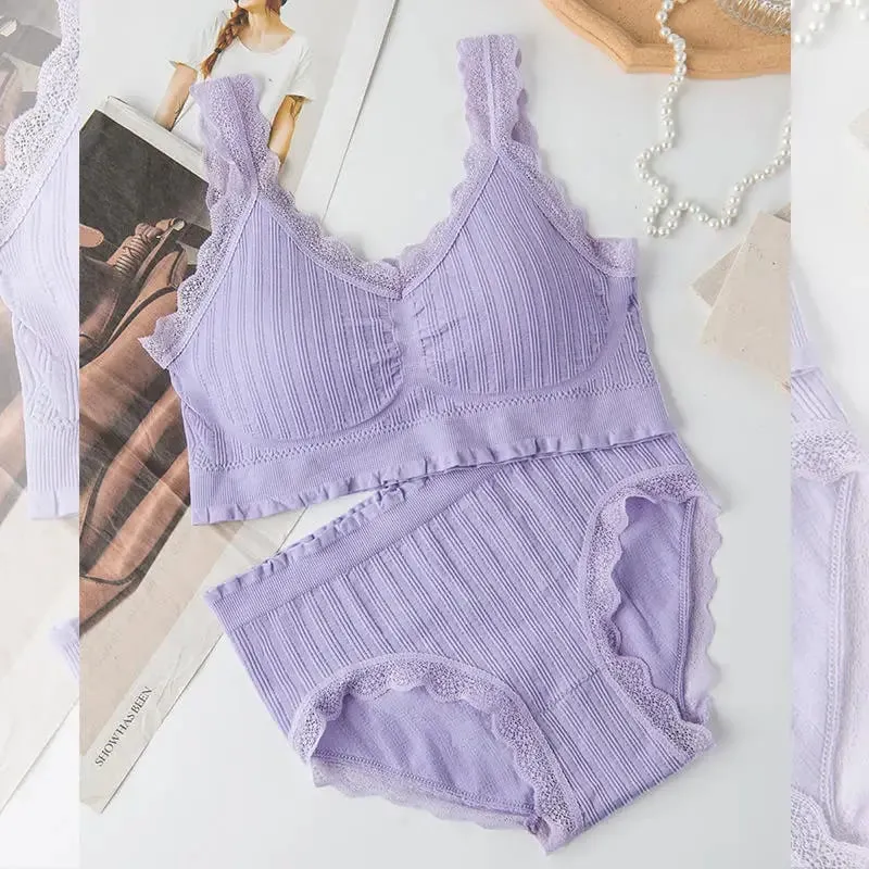 2025 Seamless Lace Back Bra Set U-Shape Sexy V-Neck Women's Underwear Full Cup Fixed Strap Home Clothes No Brand Registered — image 16
