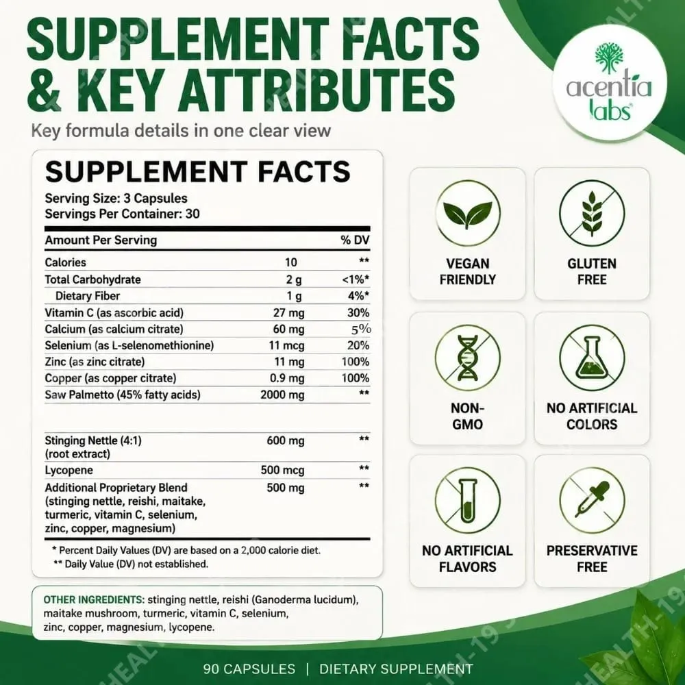Prostate Health Capsules with Saw Palmetto 2000mg 90 Count Supports Healthy Prostate Function Urinary Flow Urinary Tract Comfort — image 3