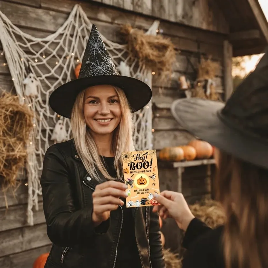 50 Halloween scratch cards Google Head Witch themed cards Halloween party games scratch to win and receive a surprise. — image 4