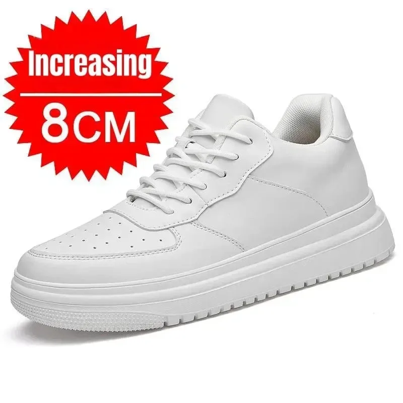 New Height Increasing Shoes for Men 10cm Invisible Elevator Sneakers White Leathe Sport Zapatillas De Hombre Big Size 46 — image 6