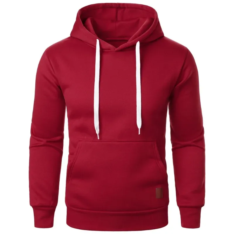 Masculino casual gola com capuz cordão hoodies moletom camisas de manga longa ao ar livre streetwear cor sólida pulôver leve — image 10