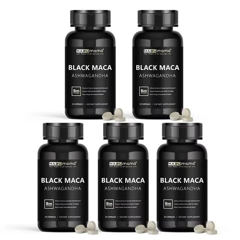 Suplemento orgânico de raiz de maca preta + extrato de ashwagandha para mulheres e homens, resistência à energia ereta - pílulas veganas — image 7