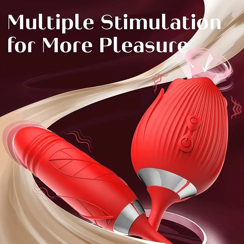 Telescopic Thrusting Sucker Vibrator for Women Rose Sucking Clit Stimulator Dildo Licking Vagin Anal Massager Sex Toys Couples — image 5