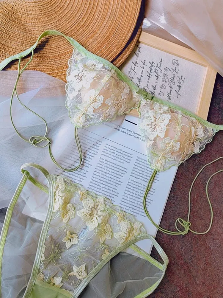 Wireless Minimizer Bralette Set Large Bust French Style Triangle Cup Lace Lingerie Pure Comfort Sexy Sheer Underwear Set Women — image 3