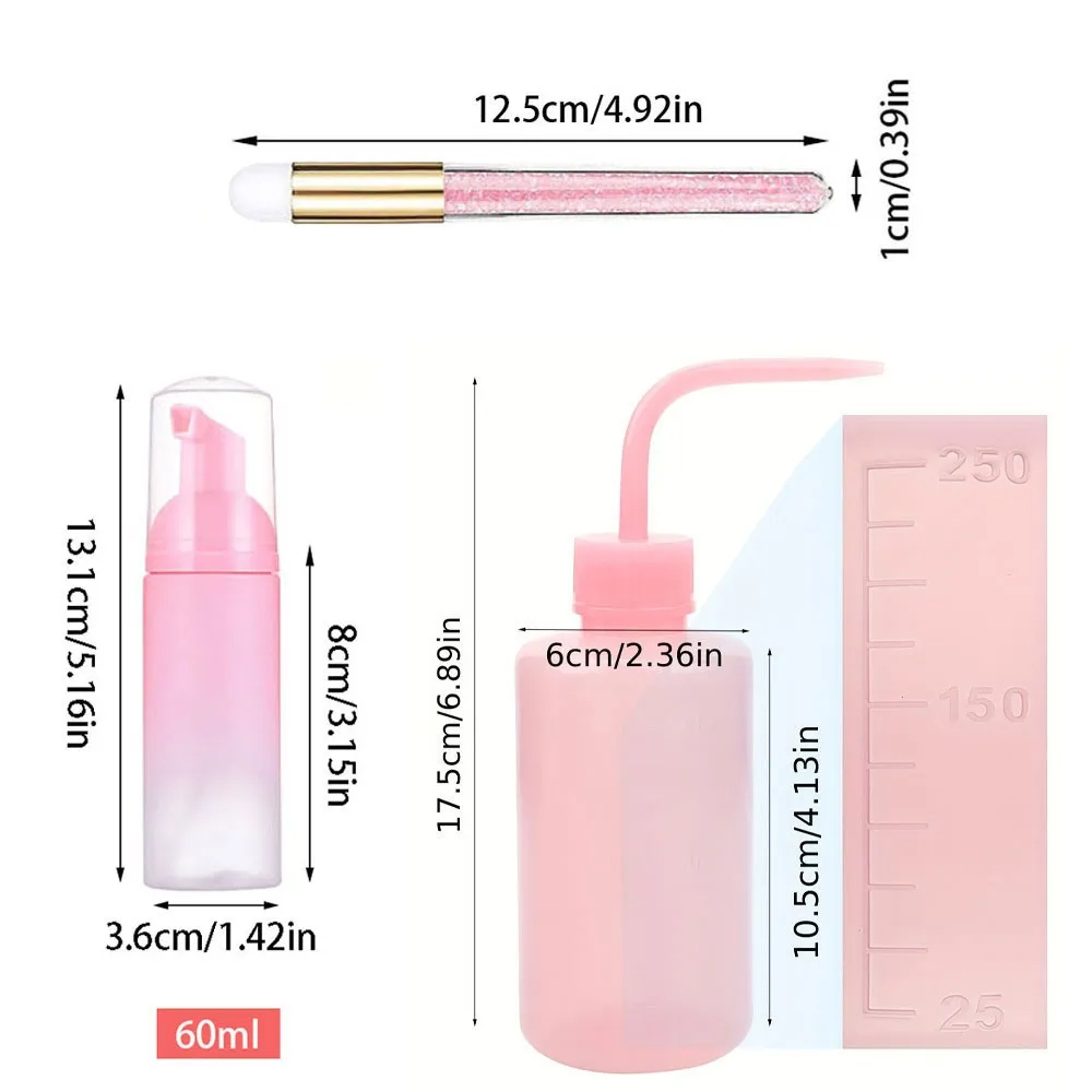 60ml 리필 가능 누출 방지 빈 폼 무스 펌프 병 래쉬 익스텐션 클렌징 키트 소프트 브러시 250ml 린스 병 미용 도구 — image 5