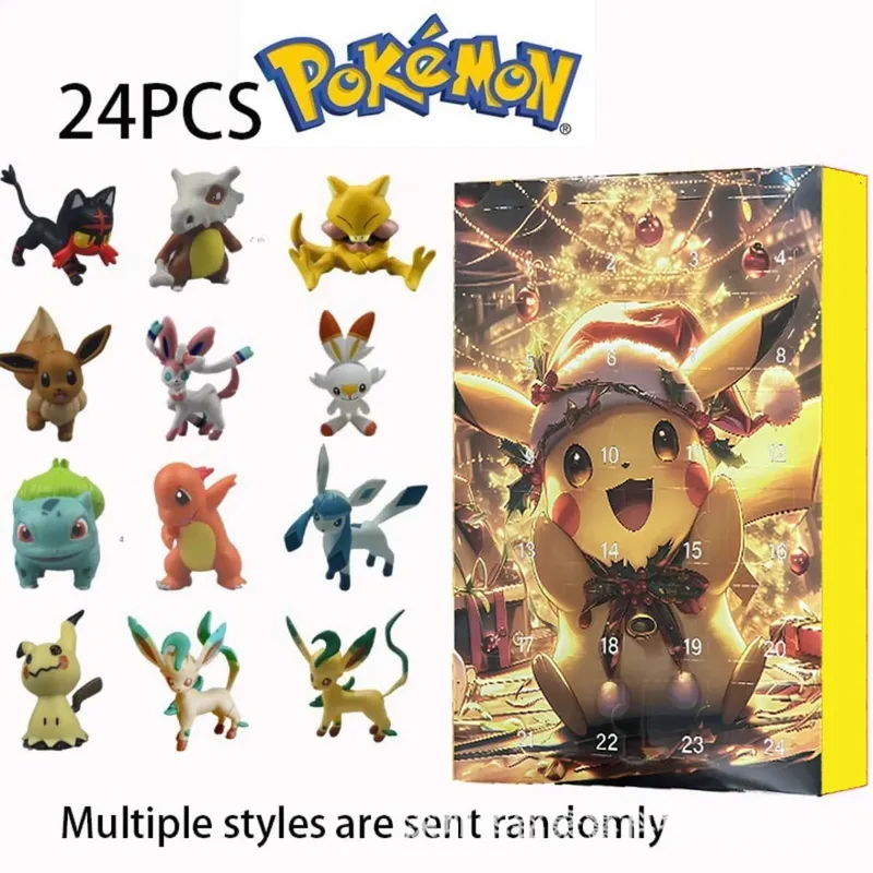 24PCS/Set Pokemon Christmas Advent Calendar Cute Pikachu Charizard PVC Small Anime Figure Surprise Box Birthday Halloween Gift