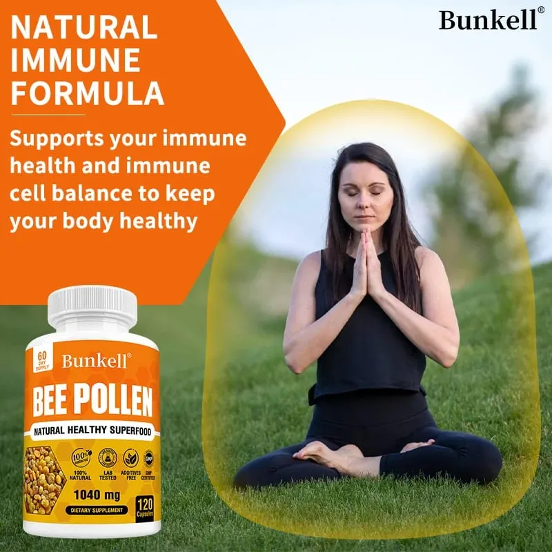 Integratore di polline d'api Capsule vegetariane di polline d'api crudo naturale al 100% Probiotici Superfood Digestione Supporto immunitario ed energia