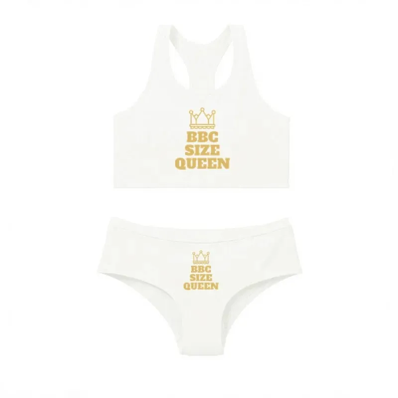 One Set BBC QUEEN Round Neck Tank Top And Panties Set Women's Underwear Sets Cute Cotton Underwear Sexy Lingerie For Women Set — image 12