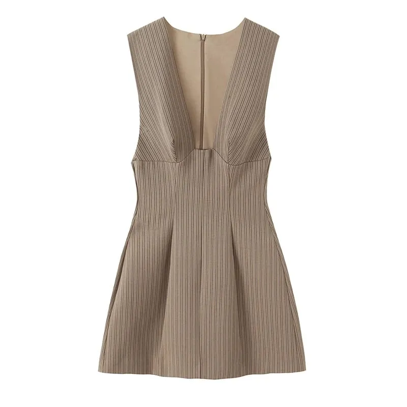 Dress Summer Women's 2026 New Fashion Striped Slim V-neck Mini Short Party Dress Women's Youth Street Holiday Summer Dresses