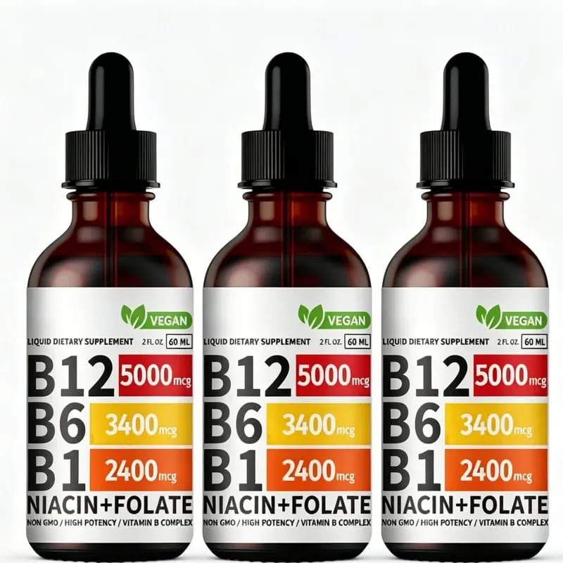 Vitamin B6 Drops Complex B12 B1 Folate Liquid Supplement Support Digestive System Drops Liquid Triple Absorption Liquid Drop — image 8