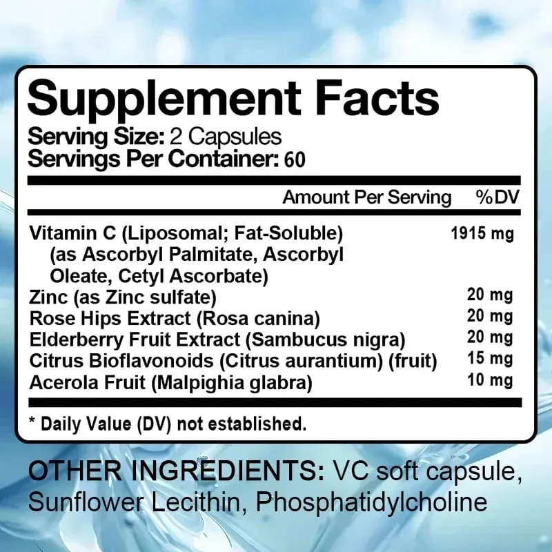 Vitamin C 2000 Mg Promotes Collagen Production Vitamin C Liposomal Dietary Supplement Non-GMO and Gluten-Free Vegetarian — image 6