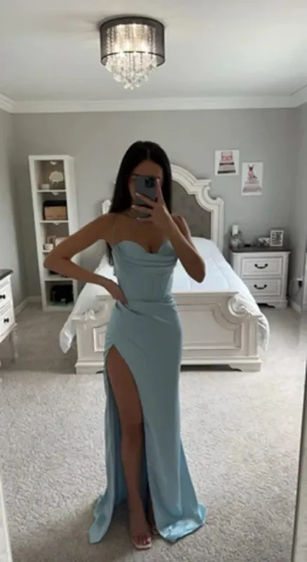Ny sommarbalklänning damsele ärmlös enfärgad klänning One Word Neck Slim Fit Öppen rygg Slits Röd Sexig klänning — image 12