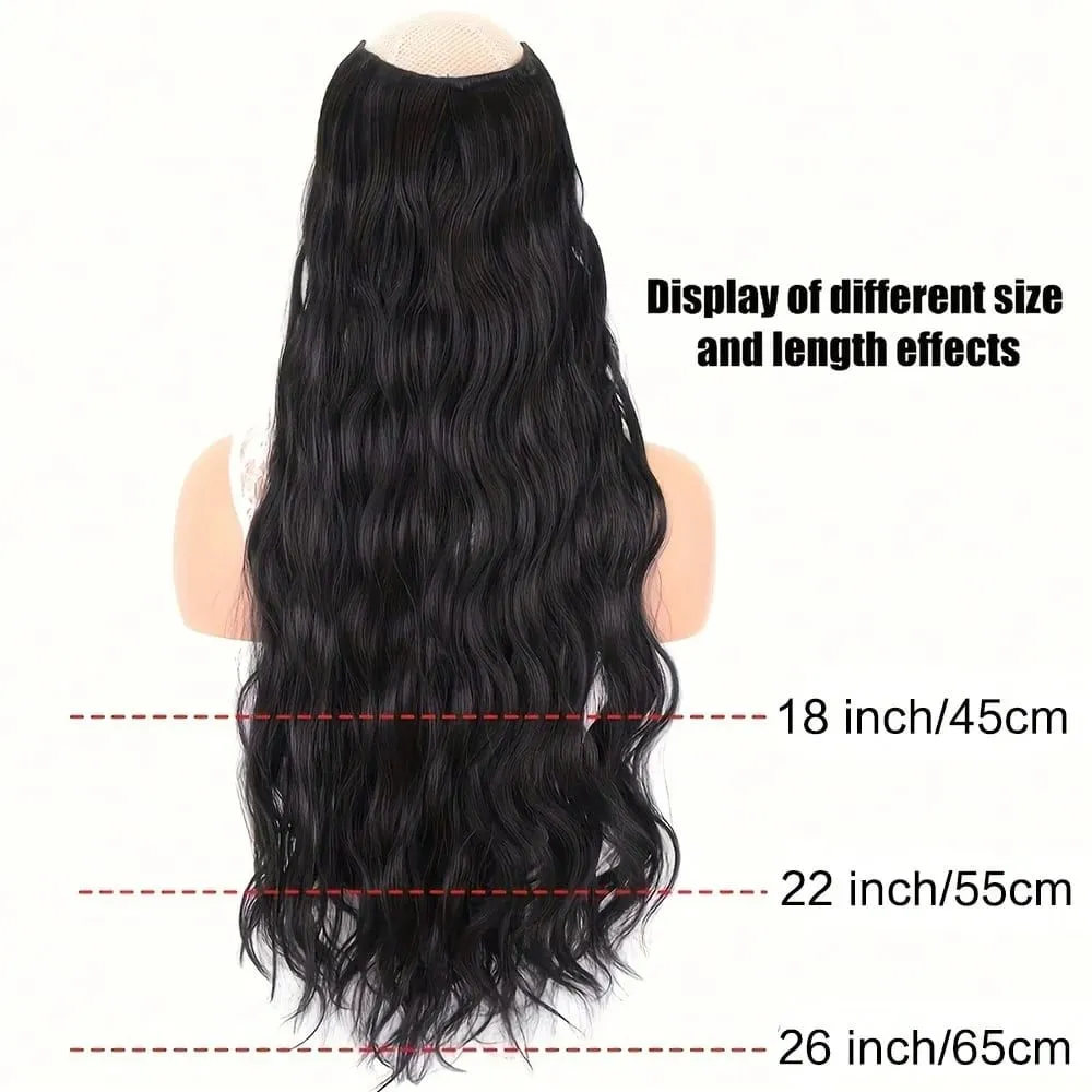 Synthetic Hair Fake Hair Extensions Clip Hairpiece V-Shaped Half Wig Natural Wavy Extension False Strands On Hairpins Women — image 7