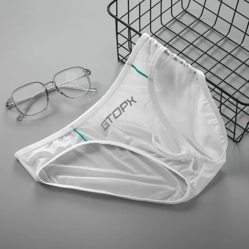 Ice Silk Briefs Comfortable Mens Sexy Panties Breathable Pouch Jockstrap Low Rise Daily Simple Intimate Underwear — image 2