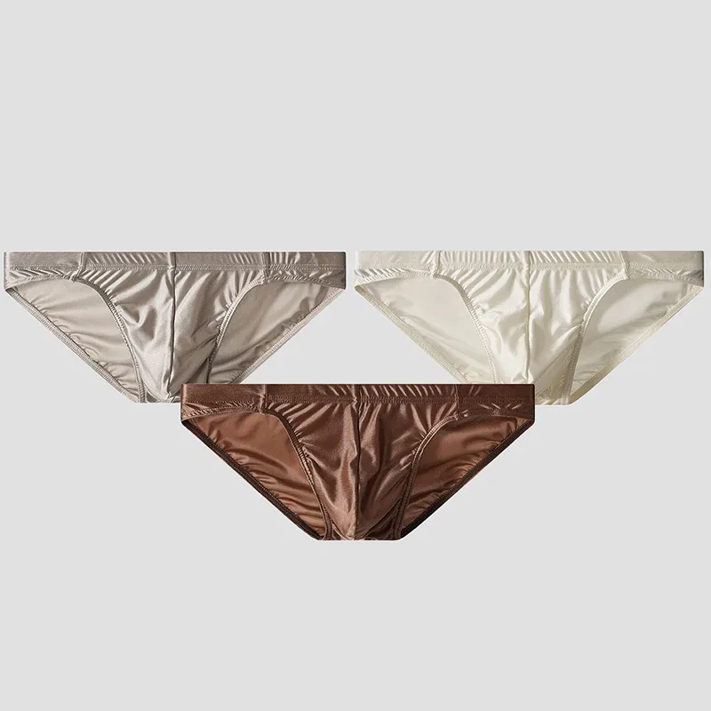 Luxury Satin-like Men Underwear Ice Silk Thin Smooth Briefs Sexy Breathable Underpants U Bulge Pouch Quick Drying Panties Cuecas — image 8