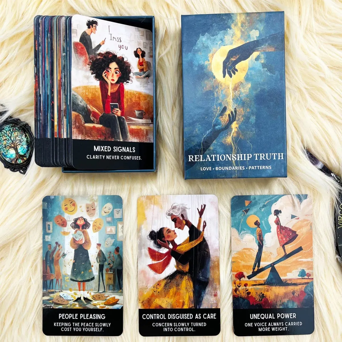 54 Relationship Truth Oracle Cards 13x8 Cm Reveals Communication Patterns Card Game for Personal Growth Insightful Deck — image 2