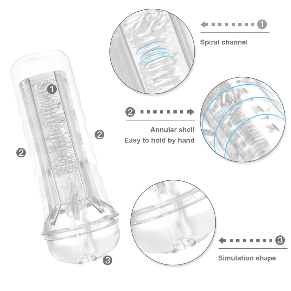 Male Masturbator Soft Silicone Pussy Vaginas Transparent Penis Pump Pocket Penis Endurance Masturbation Cup Mga Laruan ng Sex Para sa Mga Lalaki 18 — image 2