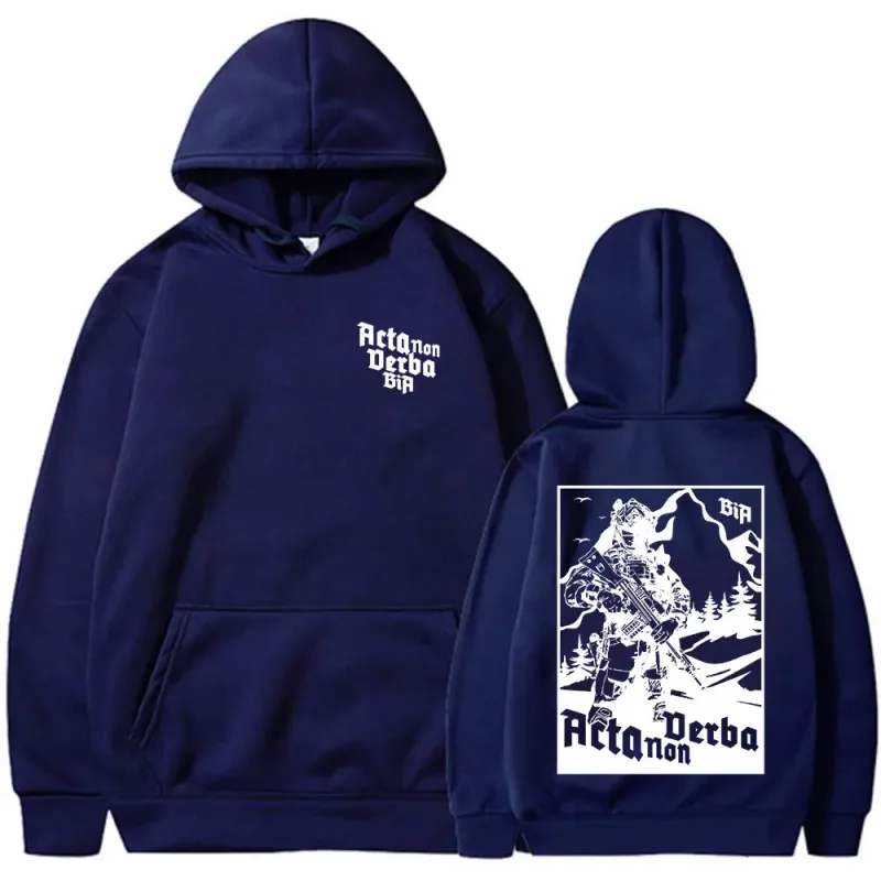 Acta Non Verba Brothers in Arms Double Sided Print Hoodies Men Women Clothing Fashion Sweatshirts Oversized Long Sleeve Pullover