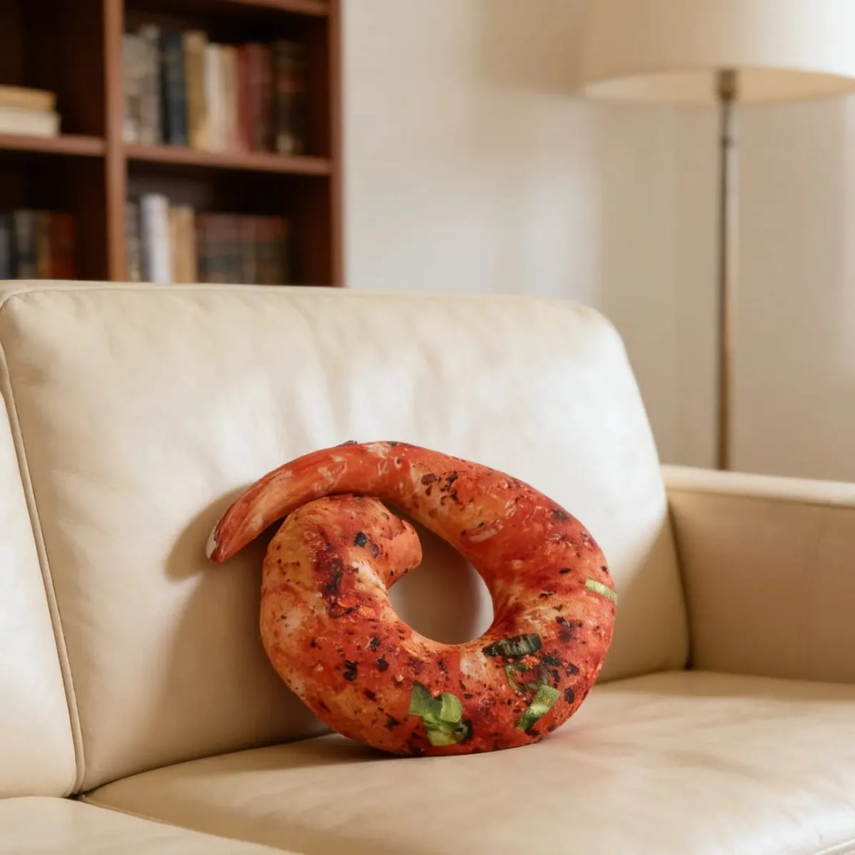 Cuscino per il collo con gamberetti alla griglia Design realistico con gamberetti cotti Cuscino morbido e avvolgente per decorazioni per la casa da viaggio Novità per la camera a tema alimentare