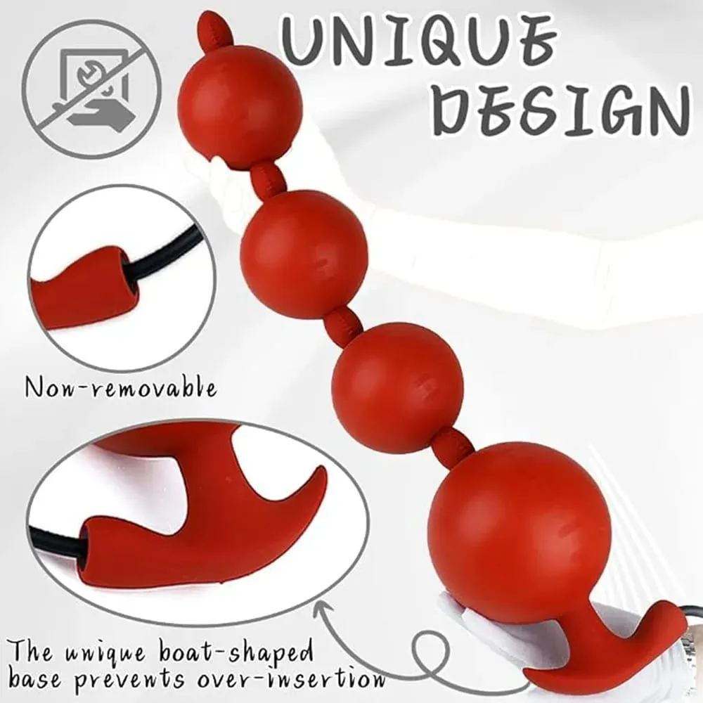 Extra Long Inflatable Anal Beads Butt Plug Dildo Huge Silicone Adjustable Size Big Thick 4 Balls Bead with T-Base Adult Sex Toys — image 5