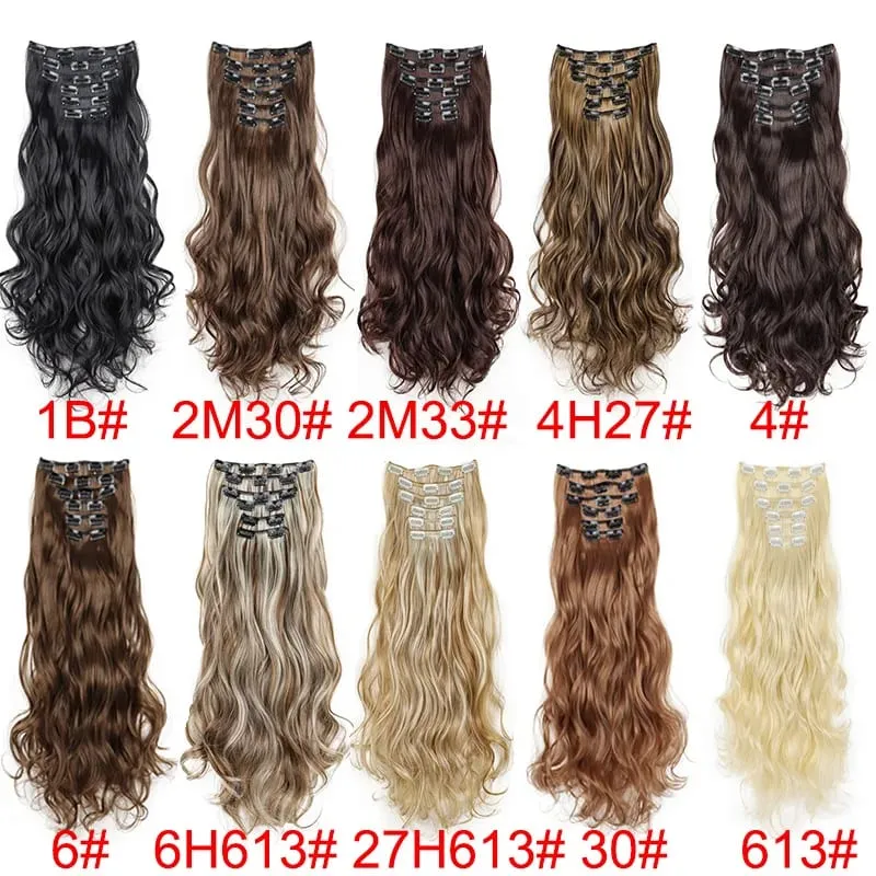 22Inch Synthetic 6pcs/set Long Curly Hair Extension Thick Soft Hairpiece for Short Hairline Coverage for Women Daily Use — image 3
