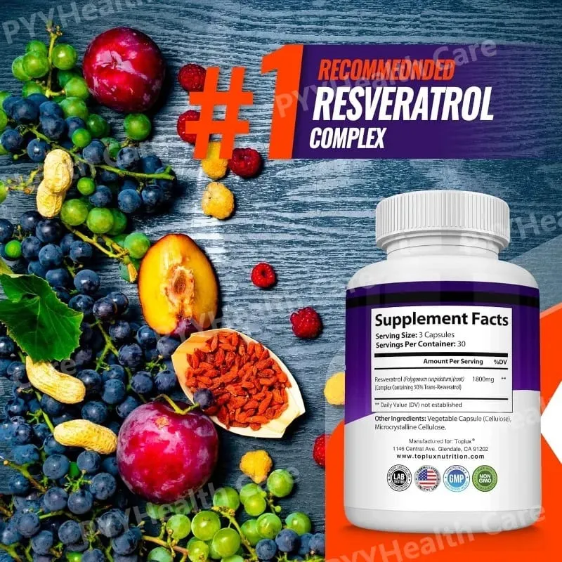 Resveratrol Supplement 1800 Mg Antioxidant Complex for Healthy Aging Health Support Immune System for Men Women 90 Capsules — image 6