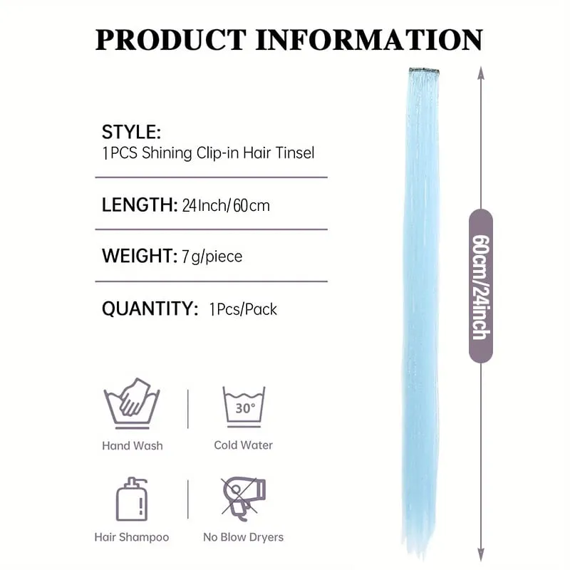 BB Clip in Synthetic Hair Extensions with Laser Silver Threads Colorful Shiny Hair Pieces for Party Daily Use No Damage — image 4