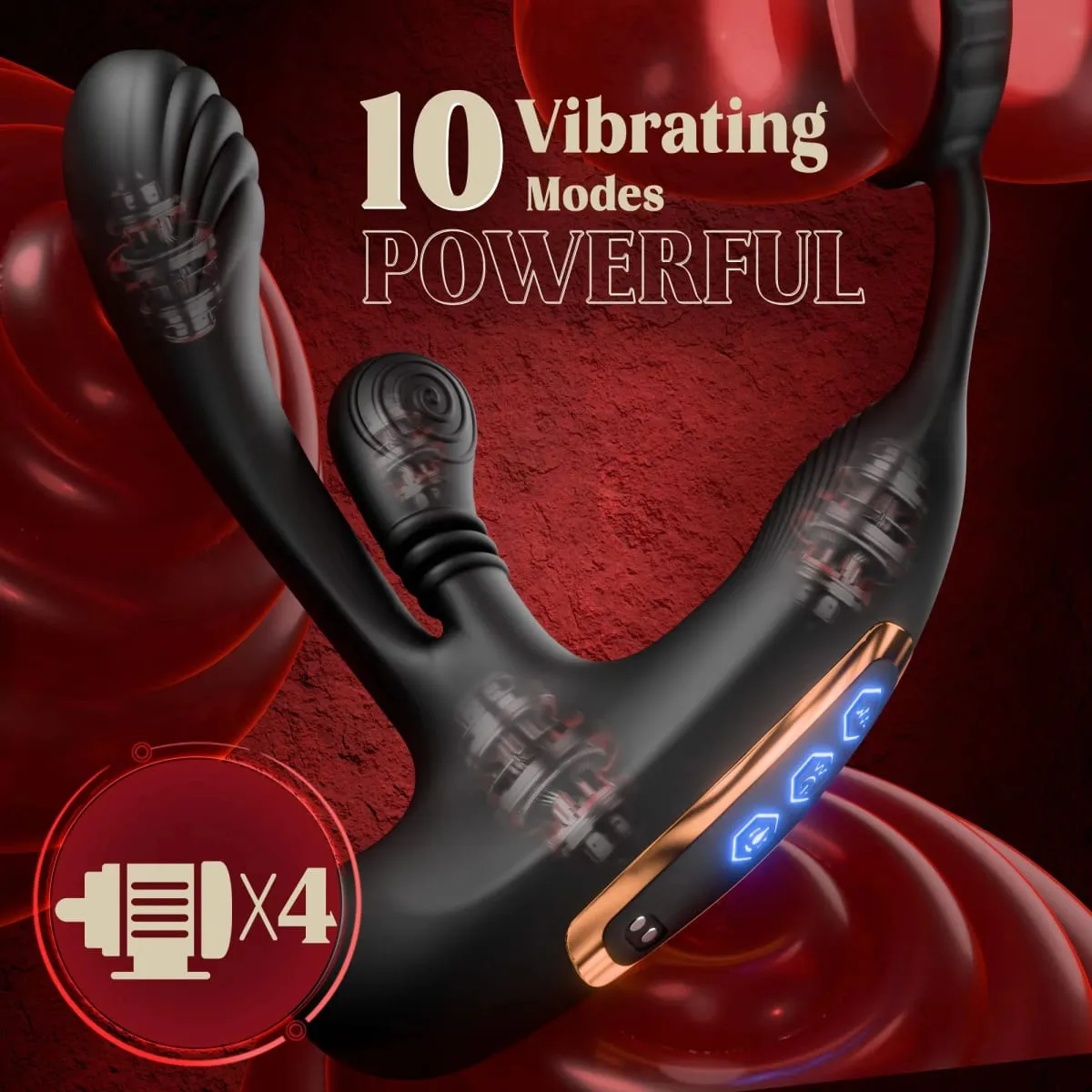Vibrador anal circular 360 °, massageador de próstata masculino com anel peniano 3 em 1, vibradores em forma de l, brinquedo sexual adulto para gays — image 3