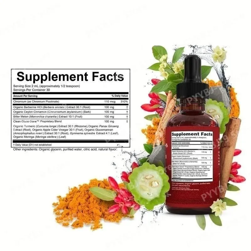 Berberine Chromium Turmeric & Ginseng 2oz Liquid Drops Organic Herbal Supplement for Wellness Supports Healthy Balance — image 2