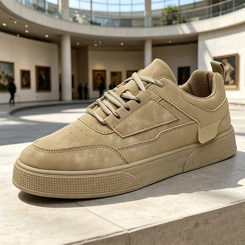 Men's Suede Casual Sneakers Low Top Lace-up Skateboard Shoes Fashion Breathable Streetwear Men's Flat Shoes — image 2