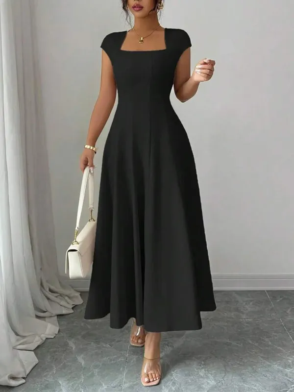 2026 Fashion Elegant Evening Dress A-line Dresses For Woman Party Wedding Vestidos Temperament Short Sleeves Solid Color Banquet — image 8