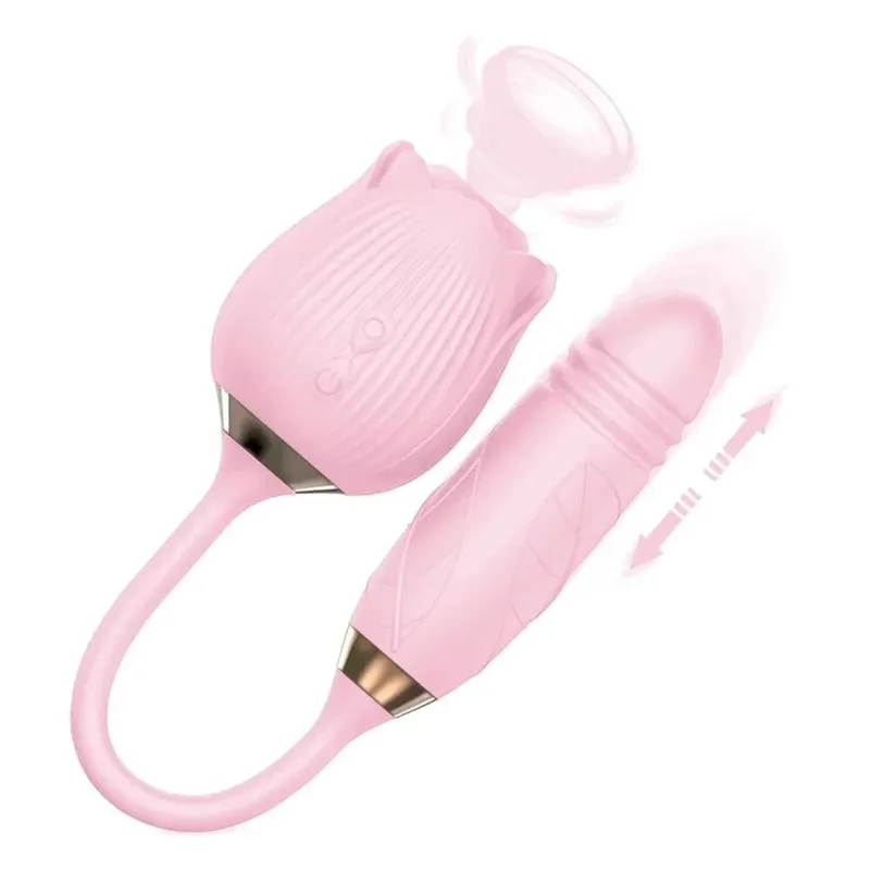 Rose Licking Vibrator para sa mga Babae Teleskopikong Dildo Napakahusay na Pagtulak sa Vagin Massager Dila Clitoris Stimulation Mga Laruan ng Pang-adulto — image 12