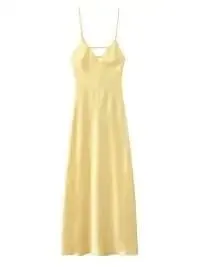 Women Orange Satin Sling Long Dress Fashion Solid Backless Sleeveless V-neck Pleated Gowns 2026 Lady Evening Party Robes Summer — image 8