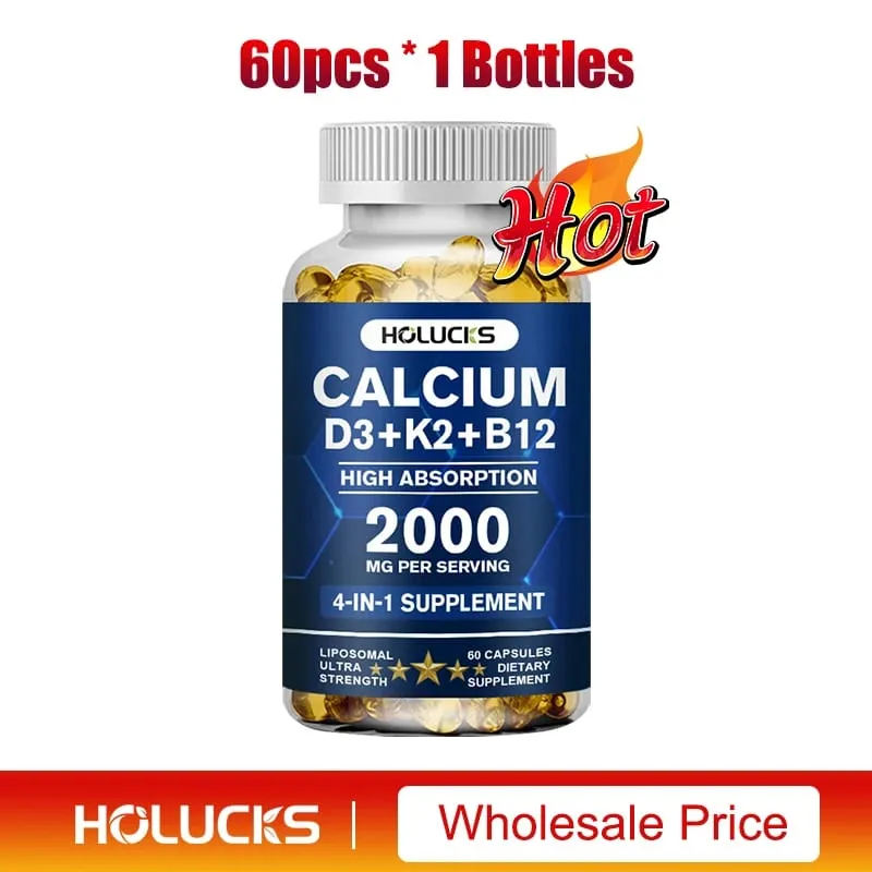 Calcium Supplements with Vitamin D3 K2 Support Bone Muscle TeethHealth Replenish Joints Calcium Absorption
