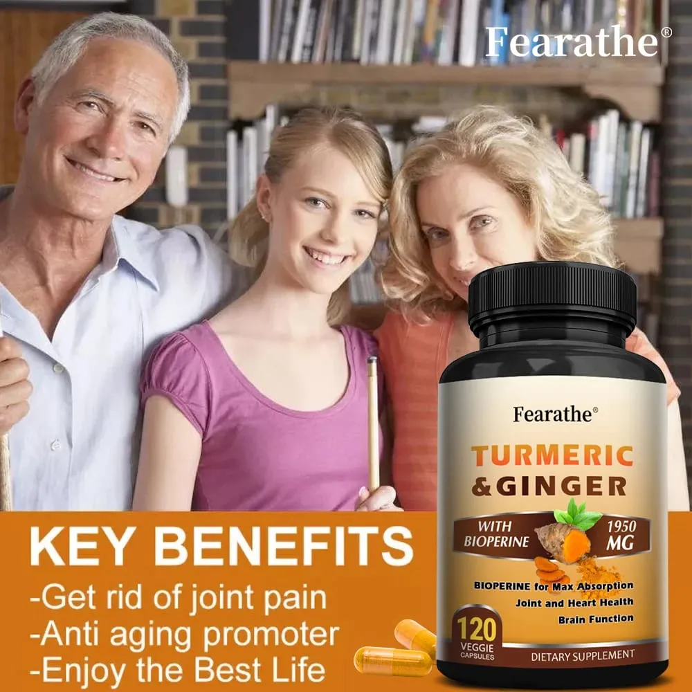 Organic Turmeric Curcumin 1500mg Capsules with Ginger & Black Pepper Support Joint Muscle Digestive & Immune Wellness