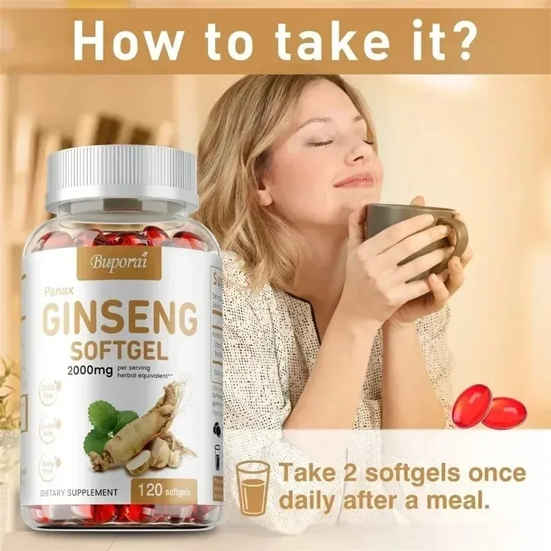 Panax Ginseng Capsules Ginseng Root Extract Supports Energy Strength Vigor Performance in Women and Men