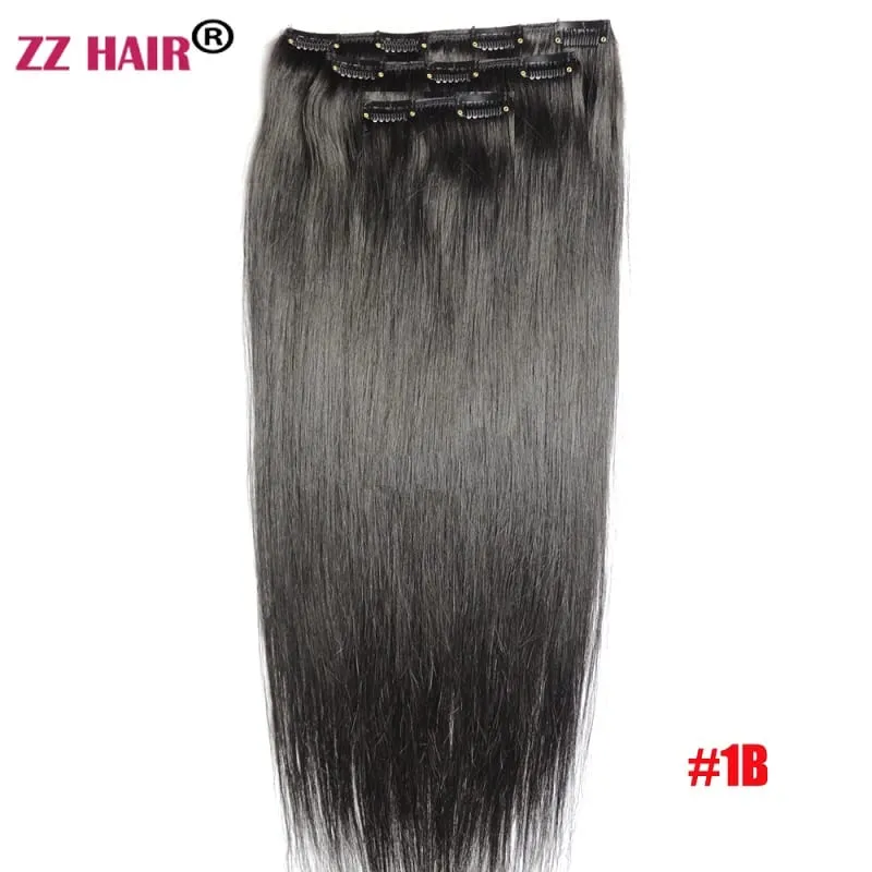 Clips In 100% Human Remy Hair Extensions 16"-28" 3 Pcs Set 100g-200g Three Pieces 1x20cm 1x15 cm 1x10cm Natural Straight ZZHAIR