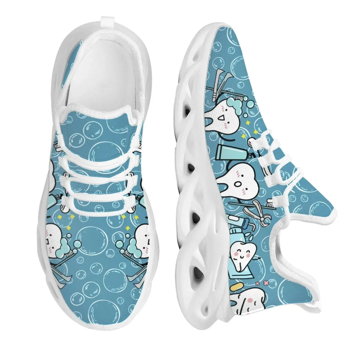 Casual Women's Dental Shoes Funny Teeth Dentist Design Flats Lace-up Sneakers Spring Breathable Beach Walking Shoe New Fashion — image 10
