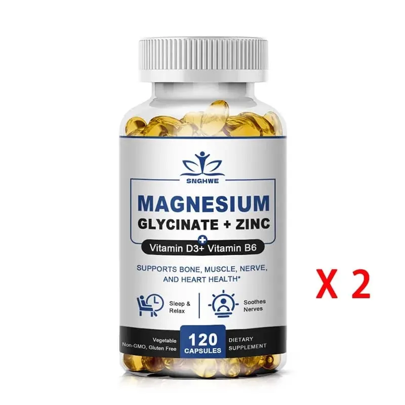Magnesium & Zinc Capsules for Muscle Joint Bone Enzyme & Heart Health Rest &Relaxation Magnesium Glycinate Supplement